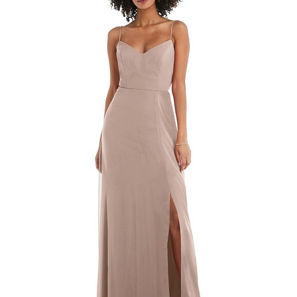 After Six 1548....Tie-Back Cutout Maxi Dress with Front Slit....Topaz..Size 10 - Picture 1 of 7